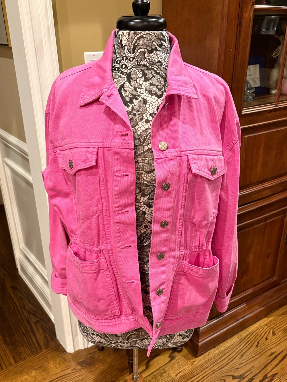 Gap Cinched Denim Jacket Color: India Pink - Size Medium